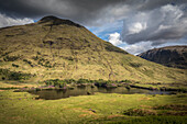 Small loch Lochan Urr with Stob Dubh (883m), Highlands, Scotland, UK