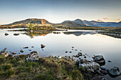 Evening light at Lochan na h-Achlaise, Rannoch Moor, Argyll and Bute, Scotland, UK