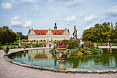 Castle Weikersheim, with castle garden, romantic road, Baden, Würtemberg, Germany