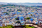 Indien, Jodhpur, Rajasthan, die blaue Stadt in der Wüste Thar, Blick vom Fort Mehrangarh