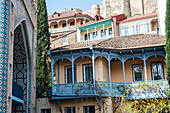Famous view of architecture of Leghvtakhevi area in Old Tbilisi, Georgia