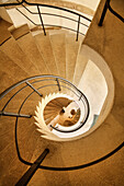 Spiral staircase in the town church of St. Marien in Marienberg, Erzgebirge district. Ore Mountains, Saxony, Germany, Europe