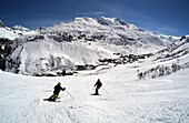 in the ski area above Zurs am Arlberg, winter in Vorarlberg, Austria