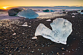 Ice formations on the south coast of Iceland, Iceland.