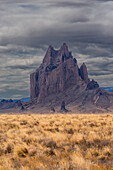 A distant view of Shiprock mountain in Navajo nation, New Mexico.
