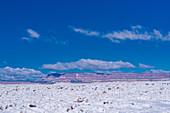 Snow covered desert landscape in Utah, USA.
