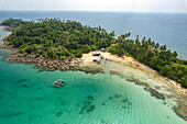 Aerial view from the beach of Ko Raet island in the Gulf of Thailand, Asia