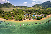 Fishing village seen from the air, Koh Libong island in the Andaman Sea, Thailand, Asia