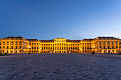 Schönbrunn Palace at dusk, UNESCO World Heritage in Vienna, Austria, Europe
