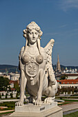 Sphinx im Schlossgarten Belvedere in Wien, Österreich, Europa  