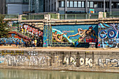 Graffiti on the Danube Canal Vienna, Austria, Europe