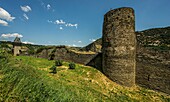 City wall and defense towers on the Michelfeld, Oberwesel, Upper Middle Rhine Valley, Rhineland-Palatinate, Germany