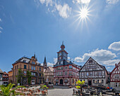 Marktplatz mit Rathaus, Heppenheim, Odenwald, GEO-Naturpark Bergstraße-Odenwald, Hessen, Deutschland