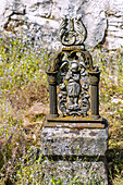 Tomb with an angel in the old German cemetery of the church of Sv. Jana Křtitele in Zátoň, Větřní in the Bohemian Forest in the Moldau Valley in the Czech Republic
