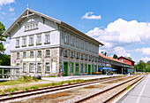 historischer Grenzbahnhof Bayerisch Eisenstein in Bayerisch Eisenstein im Bayerischen Wald in Niederbayern, Bayern, Deutschland