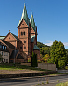 Former Benedictine abbey church, and current Catholic parish church of St. Michael and St. Gertraud in the municipality of Neustadt am Main, Main-Spessart district, Lower Franconia, Bavaria, Germany