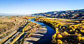 Panoramic Aerial 'YellowS', Colorado River along I70, Autumn colors, Colorado, USA