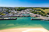 Padstow aus der Luft gesehen, Cornwall, England, Großbritannien, Europa  