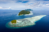 Aerial view of Cape Kri and Koh Island, Raja Ampat, West Papua, Indonesia