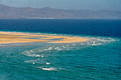 Playa de Sotavento de Jandía, sandy beach, surfers, waves, Canary Islands, Spain,