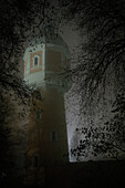 foggy and gloomy mood, Neu-Ulm water tower, Neu-Ulm, administrative district of Swabia, Bavaria, Germany, Europe