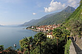 Blick auf den Ort Cannero Riviera, Lago Maggiore, Piemont, italien