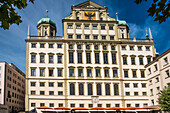 Augsburg, Elias Holl Platz, der Erbauer des Rathauses, 1620, die Rathaus Rückseite, romantische Straße, Bayern, Deutschland