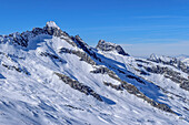 Blick aus der Roßkarscharte auf Sichelkopf und Weißkarkopf, Roßkarscharte, Nationalpark Hohe Tauern, Zillertaler Alpen, Tirol, Österreich