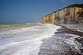 France, Normandy, Seine Maritime, Veules les Roses, The most beautiful villages in France, cliffs and turbulent sea