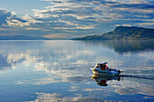 Norwegen, Provinz Trøndelag, am Gaulosenfjord bei Buvika, Nähe Trondheim, Fischerboot