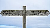 England, Cornwall, North Coast, signage to coast path