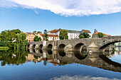 Stone bridge Kamenný Most over the Otava river in Písek in South Bohemia in the Czech Republic