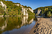 Danube beach at Weltenburger Enge, Danube breakthrough near Weltenburg, Bavaria, Germany