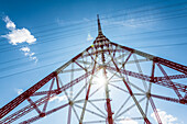 Overhead line pylon, electricity pylon, Wedel, Schleswig-Holstein, Germany
