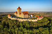Veste Wachsenburg aus der Luft gesehen, Amt Wachsenburg, Thüringen, Deutschland