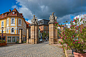 Castle gate at Johann-Sebastian-Bach-Platz in Ansbach, Bavaria, Germany