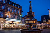 Benefactor fountain on the market square, Harz town of Wernigerode, Saxony-Anhalt, Germany