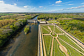 Schloss Château de Chenonceau mit Gartenanlagen am Fluss Cher, Loire-Schlösser, Loiretal, UNESCO Welterbe Loiretal, Frankreich
