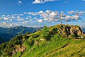 Man and woman hiking climb to Gratlspitze, Gratlspitze, Wildschönau, Kitzbühel Alps, Tyrol, Austria