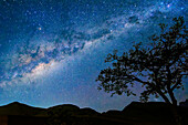 Starry sky with Milky Way over Drakensbergen, Didima, Cathedral Peak, Drakensberg, Kwa Zulu Natal, UNESCO World Heritage Site Maloti-Drakensberg, South Africa