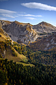 View from Jenner to mountains, hiking on Mount Jenner at Königssee in the Bavarian Alps, Königssee, Berchtesgaden National Park, Berchtesgaden Alps, Upper Bavaria, Bavaria, Germany