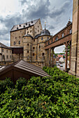 Thurnau Castle with the transition to St. Laurentius Church in Thurnau, Kulmbach district, Franconian Switzerland, Bayreuth district, Upper Franconia, Bavaria, Germany