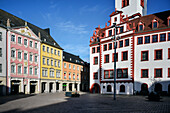 Old town hall and Siegertsches Haus on the market square, Chemnitz, Saxony, Germany, Europe