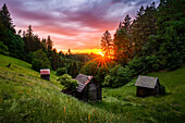 Hay huts, Black Forest, Baden-Württemberg, Germany