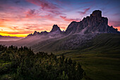 Passo Giau at sunset, Dolomites, South Tyrol, Italy