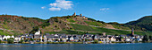View over the Moselle to Alken and Thurant Castle, Rhineland-Palatinate, Germany