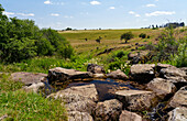 The waterfall at the Eisgraben in the NSG “Hohe Rhön”, Rhön Biosphere Reserve, Lower Franconia, Franconia, Bavaria, Germany