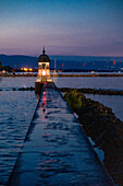 The Lighthouse of the Eaux-Vives in the Lake of Geneva, Switzerland.