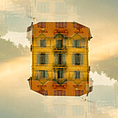 Double exposure of a yellow house in Nice, France.