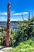 Summit of Mt. Victoria outside Wellington New Zealand with a cannon , totems and spectacular views.